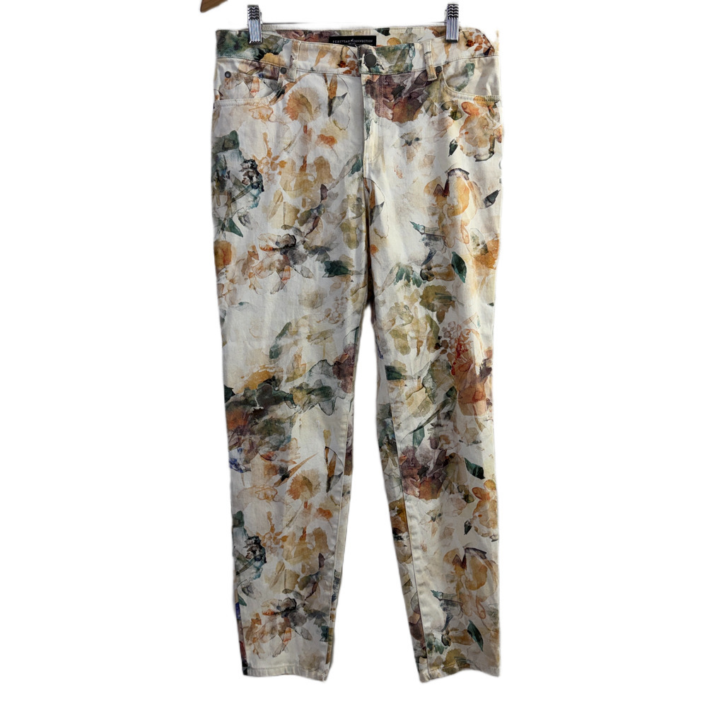 Peruvian Connection Pants Womens 6 Stretch Multicolor Floral Tapered Boho 30x27